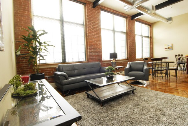 Exposed brick and beam styling
