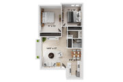 2 BR x 1 BA - A - Renovated Floorplan