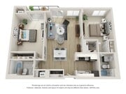 2 bed 2 bath Adams Floorplan