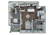 Discover luxury living with this elegantly designed two-bedroom apartment featuring a modern kitchen, spacious living room, and a cozy balcony.