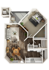 1 Bed - 1 Bath - 722 sqft