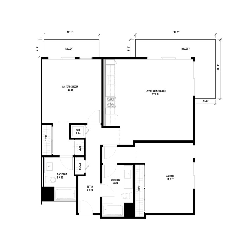 Floor Plan - 2 Bedroom 1