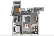 Chesapeake Floorplan: 2 Bed/2 Bath 1300-sq-ft