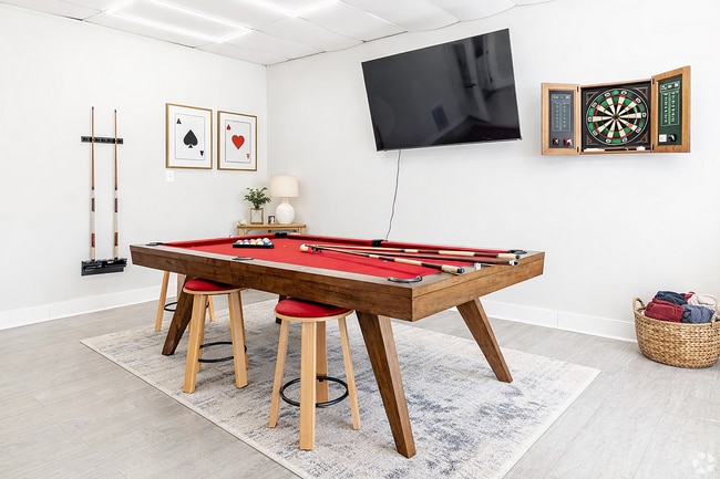 Modern game room with pool and darts