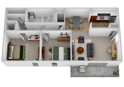 2 Bedroom/1.5 Bathrooms Upgraded Floor Plan