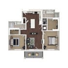 2 Bedroom 2-4 (1105 sf)