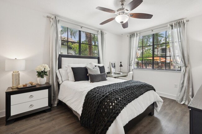 Plantation-style shutters and custom vertical blinds