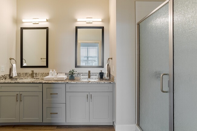 Bathroom with Double Sink Vanity & Shower