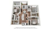 A 3D floor plan rendering of The Magnolia.