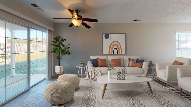 Living Room with Large Window - Harrison Place Apartments