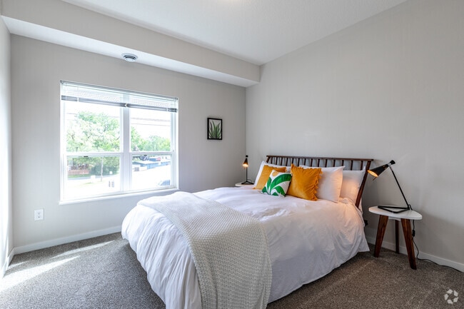 1HAB, 1BA - 791SF --Bedroom - Gray Stone Flats