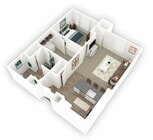 1C | 1x1 | 770 sq ft