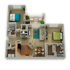 The Brookstone Two Bedroom Floor Plan