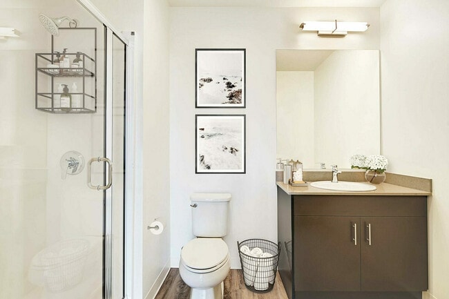 Experience the luxury of this contemporary bathroom, designed for relaxation and style.