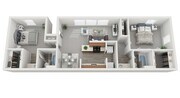 Two Bedroom Two Bathroom, 1036 sqft