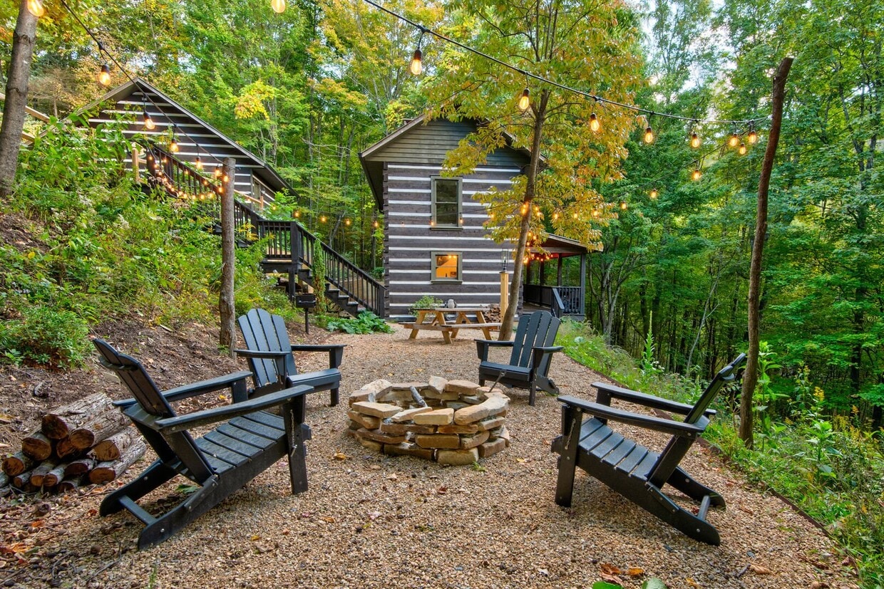 Looking at house from firepit - 1444 Rich Mountain Rd (Zionville, NC)