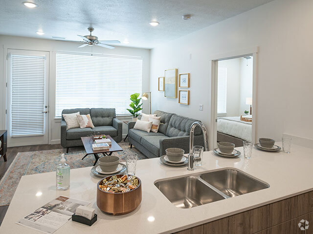 Stainless Steel Sink With Faucet In Kitchen - Foothill Lofts Apartments and  Townhomes