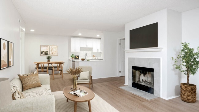 Living Room with Fireplace and Hard Surface Flooring