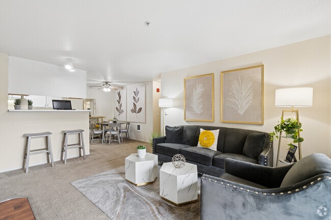 2BR, 1.3BA - 864SF - Living Room - Valley River Court