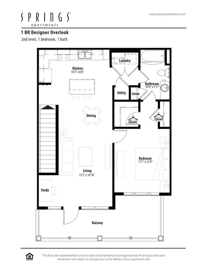Floor Plan - 1 BR Designer Overlook