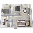 B2 - Two bedroom, one bath, 900 square foot apartment