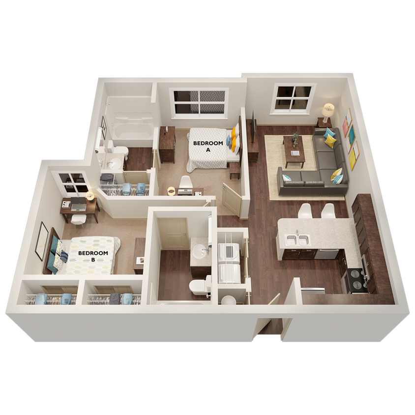 B1: 2BD | 2BA | 813 SF - B1
