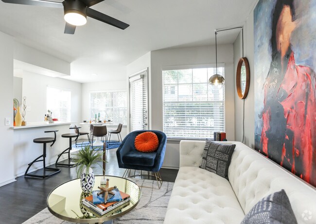 2BR, 2BA - 1035SF Living Room, Kitchen Bar & Dining Room - NOAH Apartments