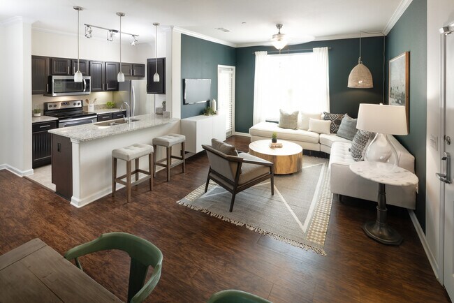 Kitchen, living, and dining area - Avalon Frisco at Main