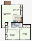 Two Bedroom One Bath Garden Floorplan