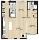 Nivel 77: pequeño de 2 habitaciones/2 baños. Unidades 371, 471, 571, 671, 771, 871, 971, 1071 y 1171