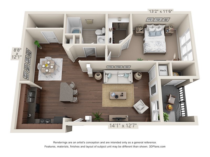Floor Plan - 1x1-866