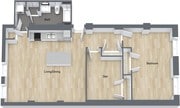 1 bed + den, 1 bath, 1160 square feet