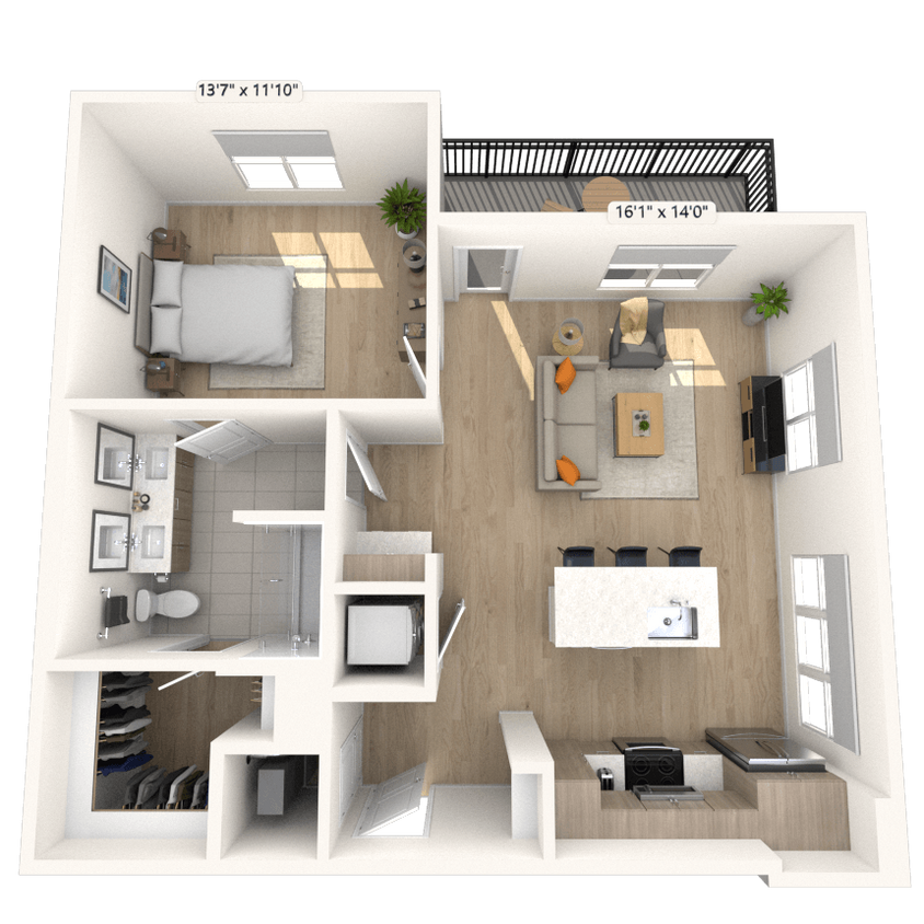 Floor Plan - A8 1x1 831 SF