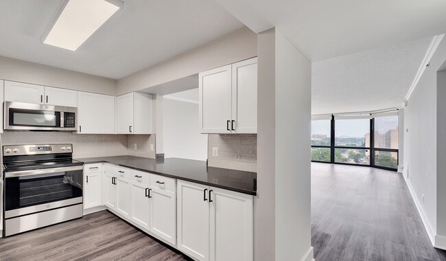 Your upgraded kitchen has quartz countertops, new flooring and stainless steel appliances