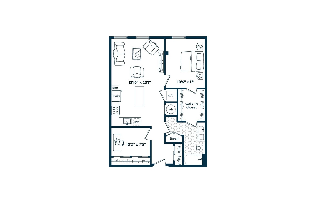 One Bedroom One Bath Den (880 SF) - One Bedroom One Bath Den (880 SF)