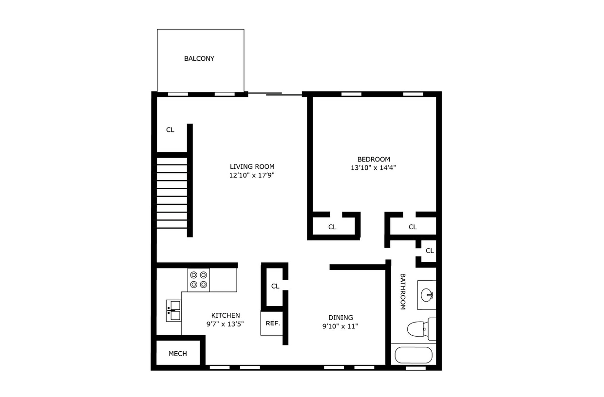Floor Plan - 1 Bedroom