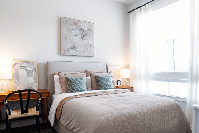 Bedroom with hard surface flooring