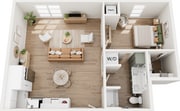 Explore this chic apartment designed for modern living with an open layout and inviting spaces.