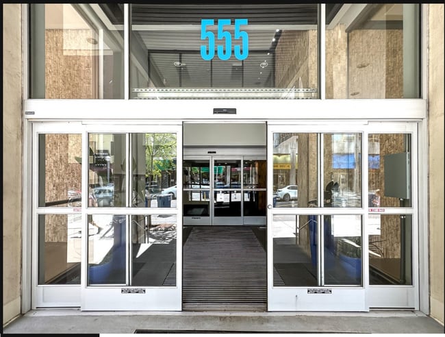 Double door entrance with key card access control system - 555 E William St Unit 6B