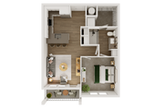 Explore este apartamento contemporáneo de un dormitorio con un diseño elegante y un acogedor espacio de balcón.