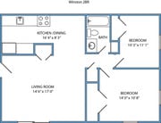 Plan 3 - 2 bed, 1 bath