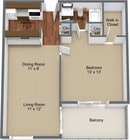 1BR, 1BA - 656 SF
