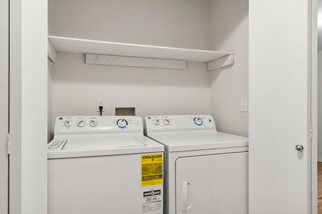 Convenient in-home laundry with extra storage.