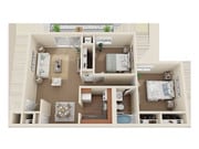Classic 2 Bed / 1 Ba At Village South - Floor Plan