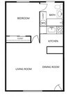1 bedroom - 1 bath - 500 sq ft - A, C