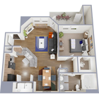 A4 - Apartamento de 752 pies cuadrados, un dormitorio y un baño