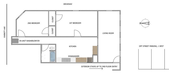 Apt Layout - 18 Everett Ave Unit 2 BR In- Laundry Off St Parking