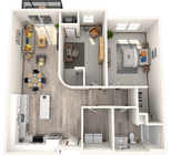 2 bedroom, 1 bathroom