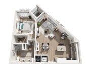 One Bedroom One Bath (888 SF)
