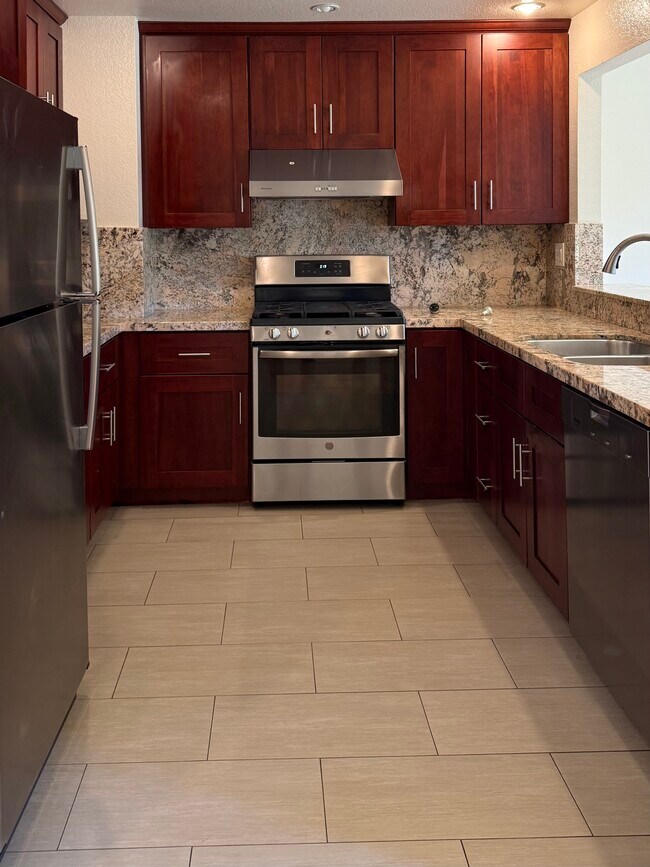Kitchen with stainless steel appliances